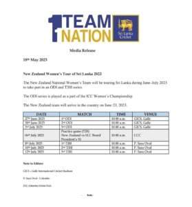 New Zealand Women’s Tour of Sri Lanka 2023